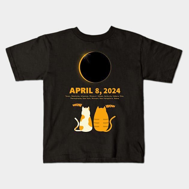 Cats Watching The Total Solar Eclipse Kids T-Shirt by MFD-Art